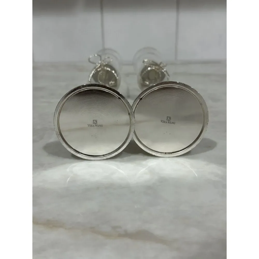 Vera Wang Wedgwood Love Knots Silver Toasting Champagne Flutes Set of 2